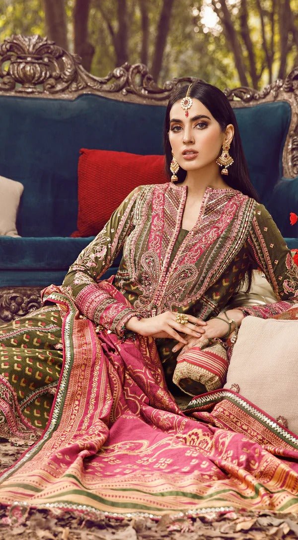 Anaya By Kiran Chaudhry 3 Piece Unstitched Embroidered Dobby Linen Suit - AEL22-02 NOUR