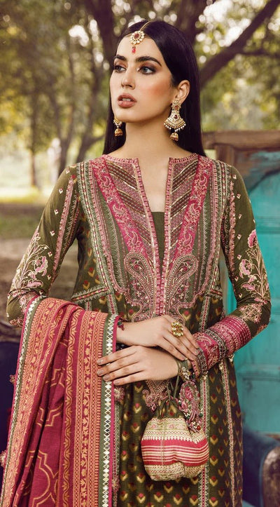 Anaya By Kiran Chaudhry 3 Piece Unstitched Embroidered Dobby Linen Suit - AEL22-02 NOUR