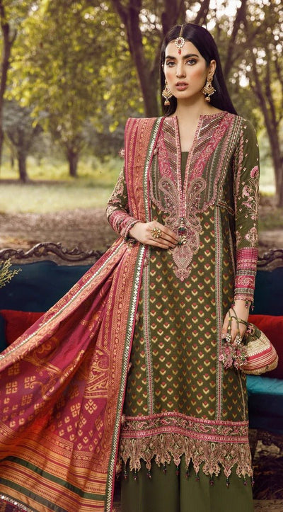 Anaya By Kiran Chaudhry 3 Piece Unstitched Embroidered Dobby Linen Suit - AEL22-02 NOUR