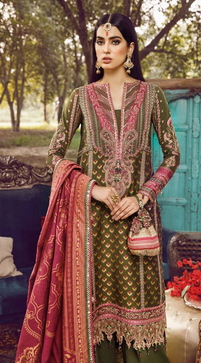 Anaya By Kiran Chaudhry 3 Piece Unstitched Embroidered Dobby Linen Suit - AEL22-02 NOUR