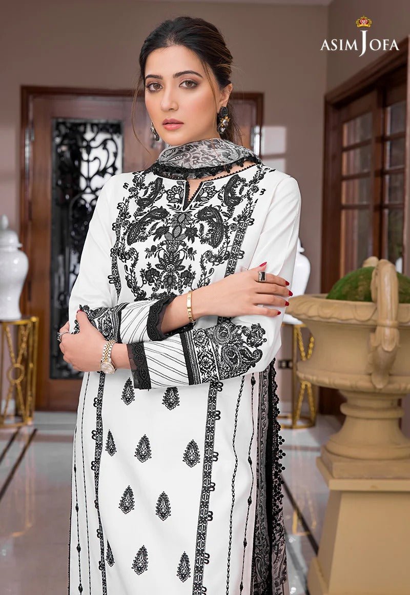 Asim Jofa 3 Piece Unstitched Embroidered Lawn Suit - AJAE-03