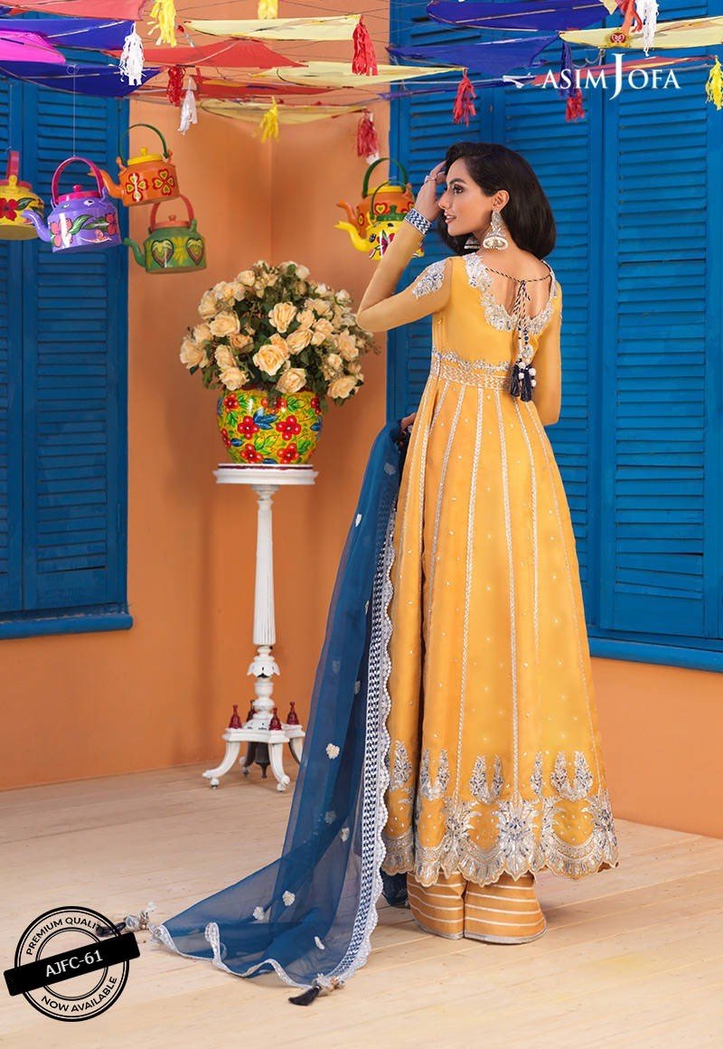 Asim Jofa 3 Piece Embroidered Suit - Honey Yellow AJFC-61