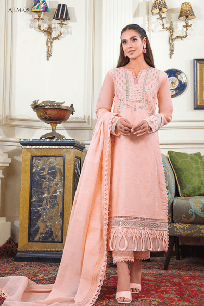 Asim Jofa 3 Piece Unstitched Paper Cotton Suit - AJIM-09