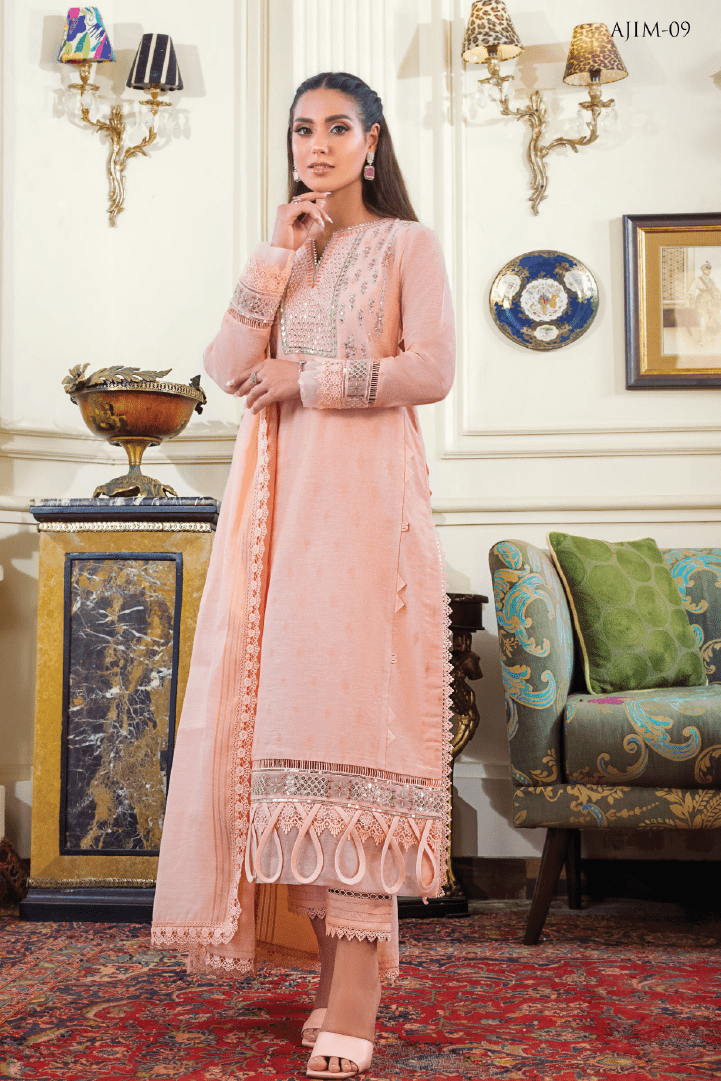 Asim Jofa 3 Piece Unstitched Paper Cotton Suit - AJIM-09