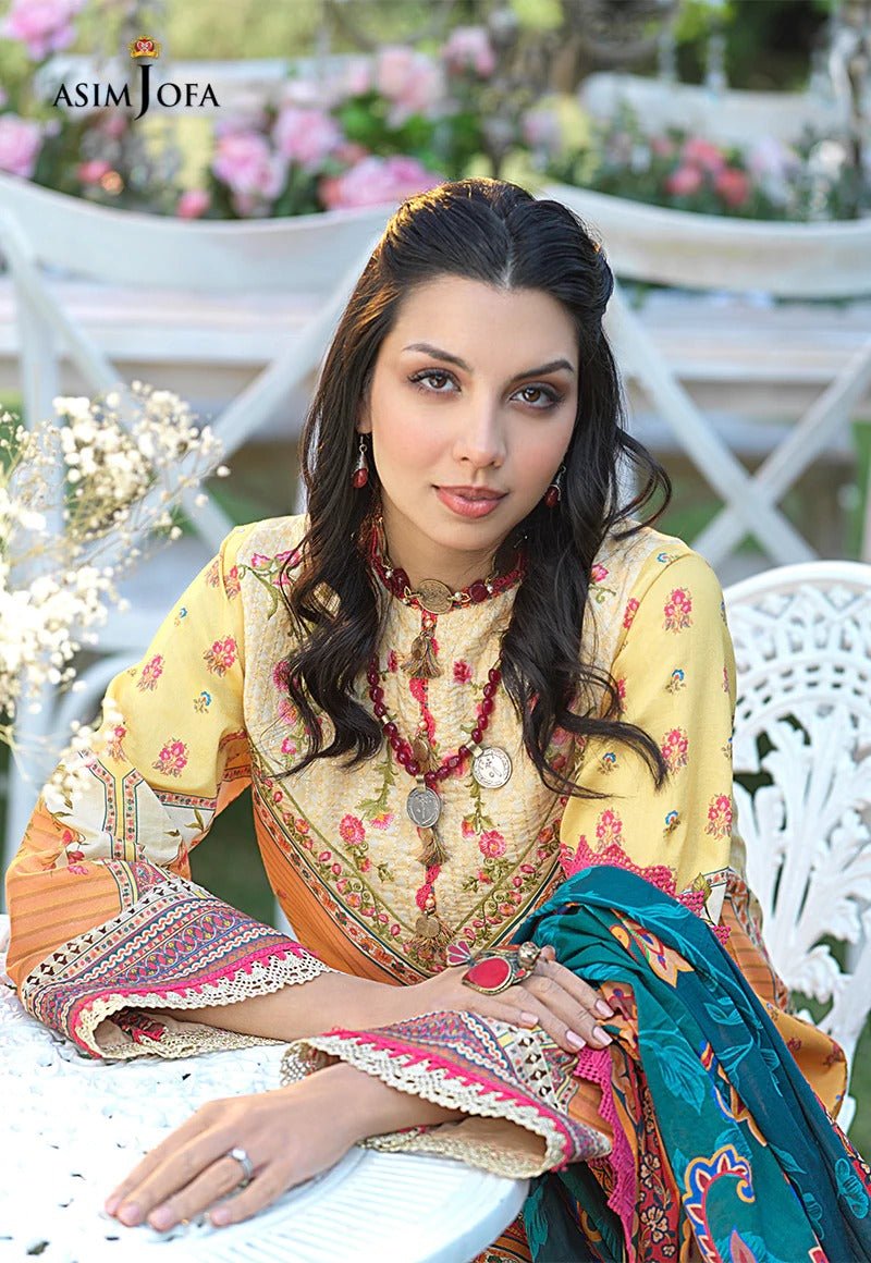 Asim Jofa 3 Piece Printed Suit - AJPR-02 MELLOW YELLOW