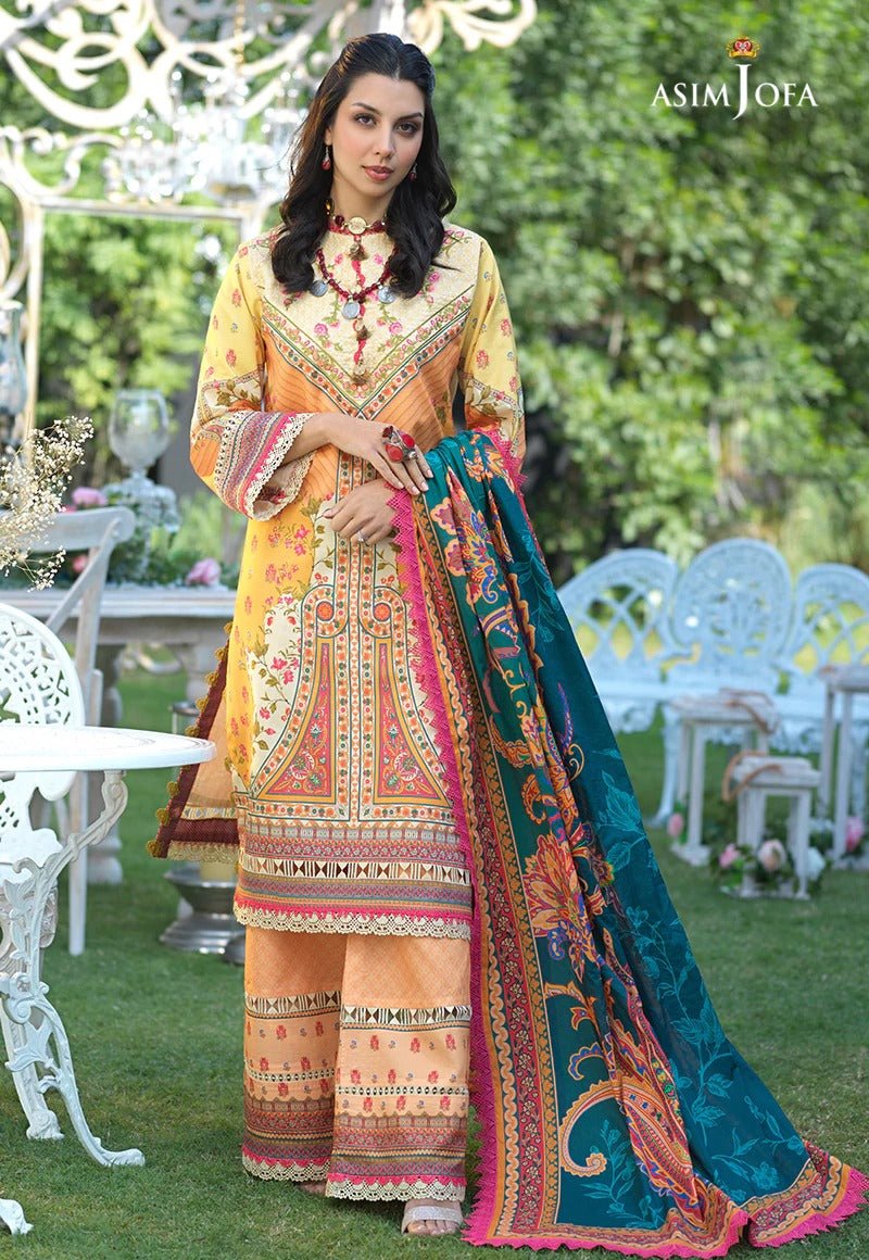 Asim Jofa 3 Piece Printed Suit - AJPR-02 MELLOW YELLOW