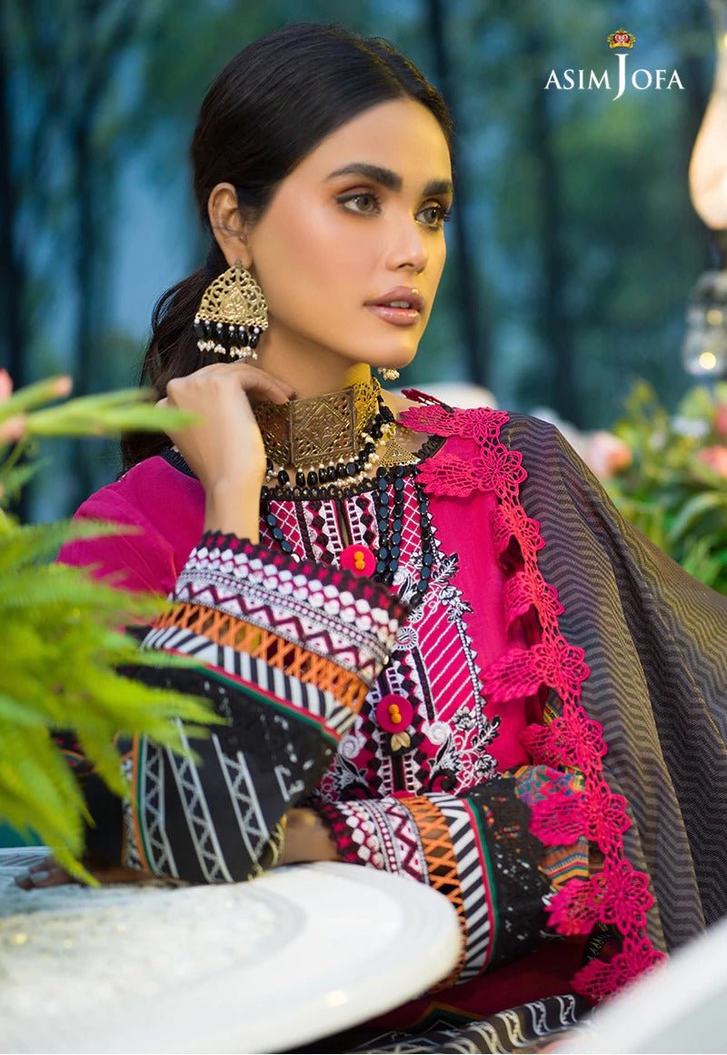 Asim Jofa 2 Piece Printed Suit - AJPR-20 MAGENTA