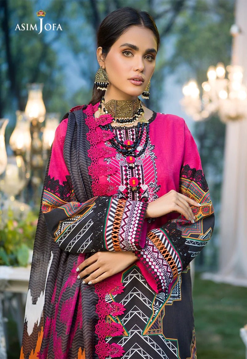 Asim Jofa 2 Piece Printed Suit - AJPR-20 MAGENTA