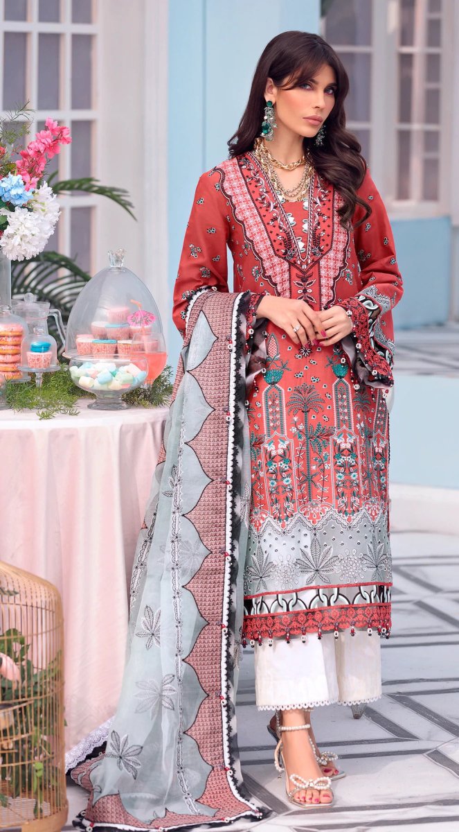 Anaya By Kiran Chaudhry 3 Piece Unstitched Embroidered Lawn Suit - AL22-08 GULNAZ