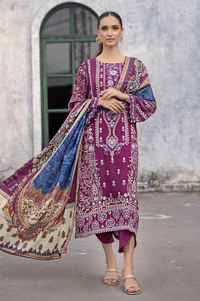 Gul Ahmed 3PC Embroidered Khaddar Unstitched Suit with Digital Twill Zari Shawl AP-32013