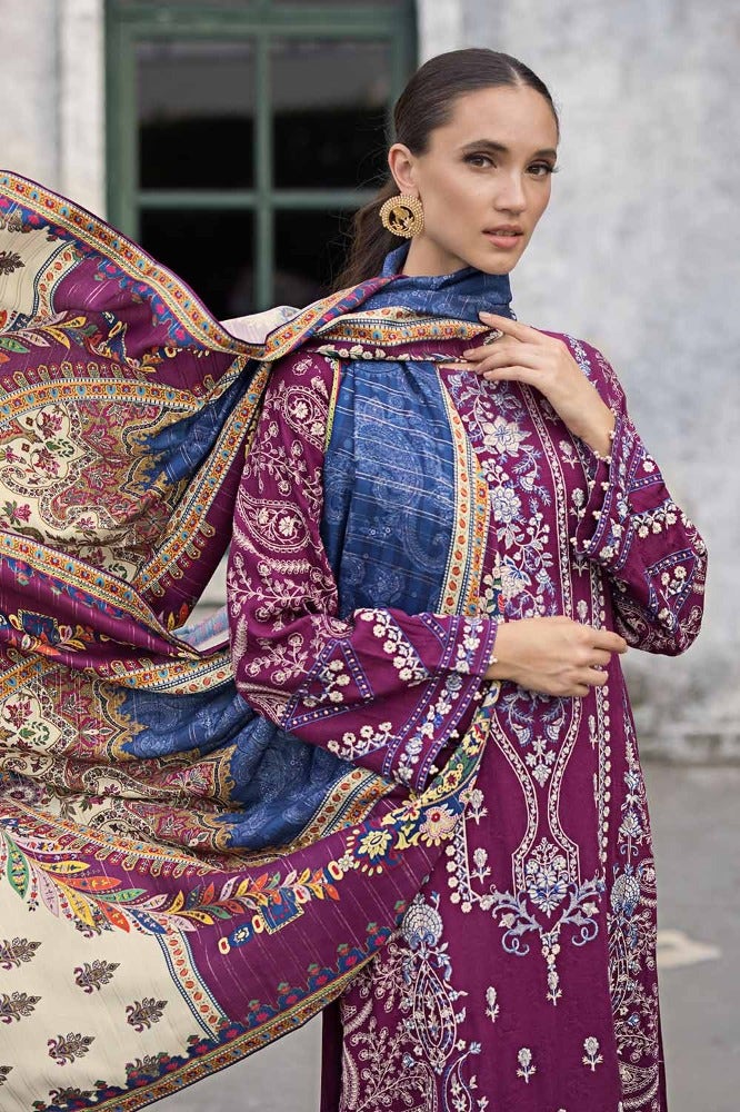 Gul Ahmed 3PC Embroidered Khaddar Unstitched Suit with Digital Twill Zari Shawl AP-32013