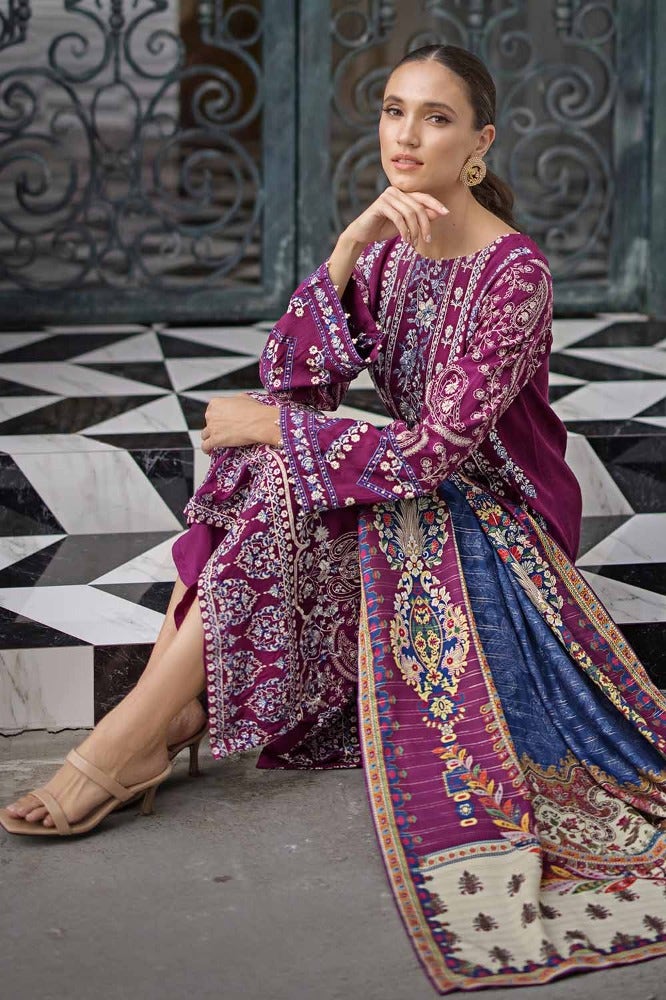 Gul Ahmed 3PC Embroidered Khaddar Unstitched Suit with Digital Twill Zari Shawl AP-32013