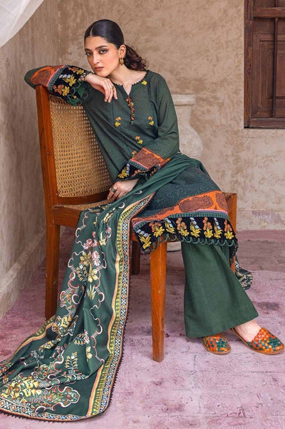 Gul Ahmed 3PC Embroidered Digital Printed Khaddar Unstitched Suit with Digital Printed Pashmina Shawl AP-32027