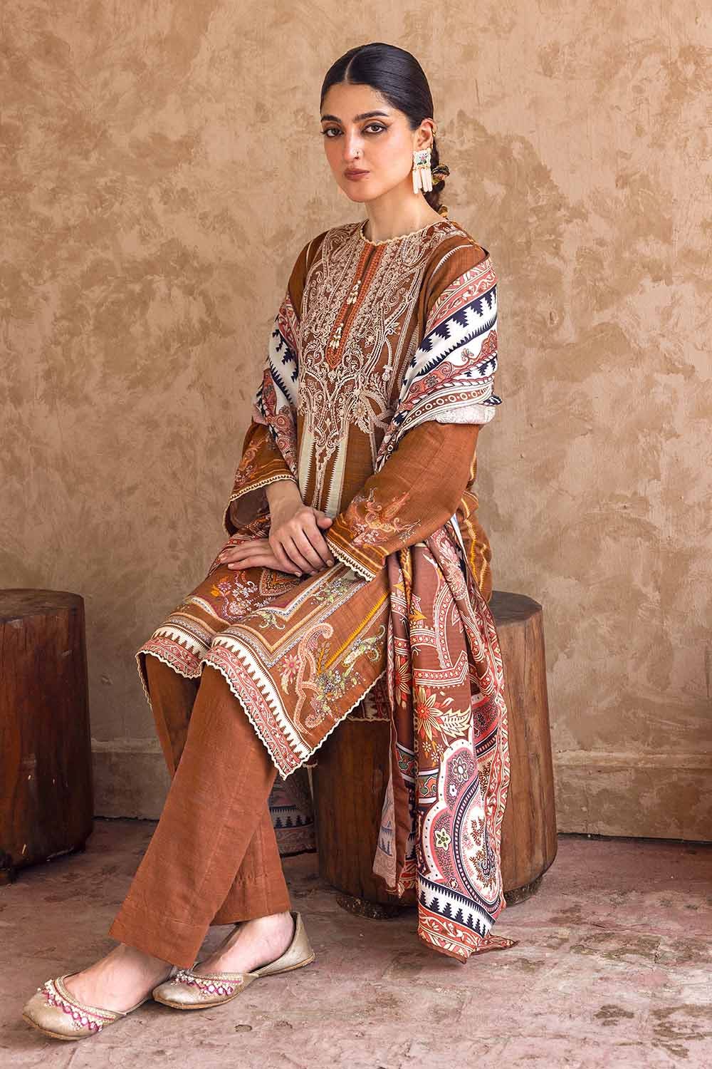 Gul Ahmed 3PC Embroidered Khaddar Unstitched Suit with Digital Printed Pashmina Shawl AP-32032