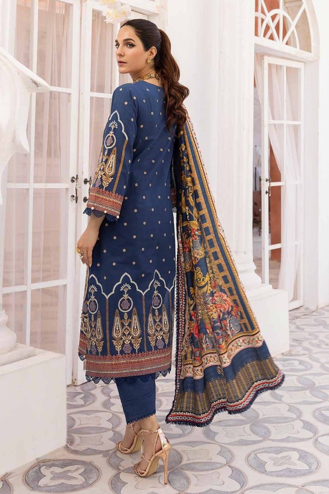 Gul Ahmed 3PC Embroidered Khaddar Unstitched Suit with Digital Printed Zari Stripe Shawl AP-32033