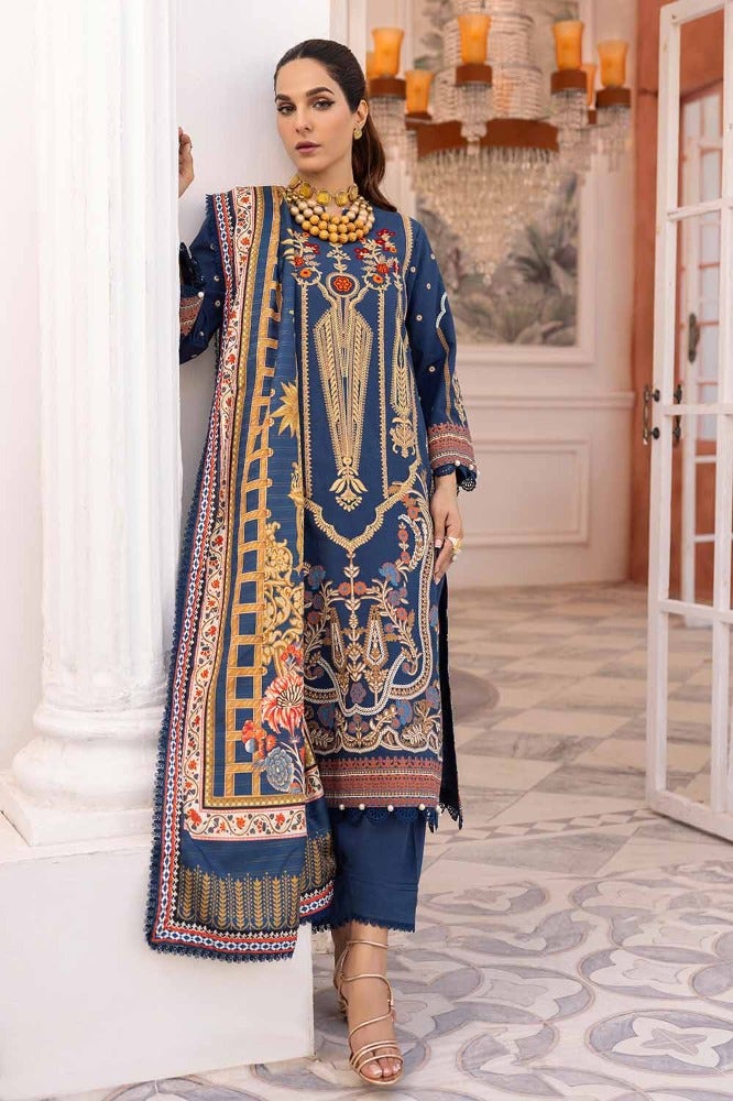 Gul Ahmed 3PC Embroidered Khaddar Unstitched Suit with Digital Printed Zari Stripe Shawl AP-32033