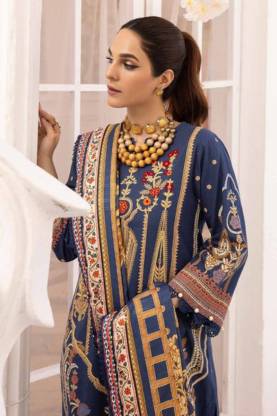 Gul Ahmed 3PC Embroidered Khaddar Unstitched Suit with Digital Printed Zari Stripe Shawl AP-32033