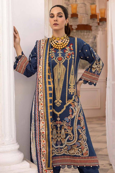 Gul Ahmed 3PC Embroidered Khaddar Unstitched Suit with Digital Printed Zari Stripe Shawl AP-32033