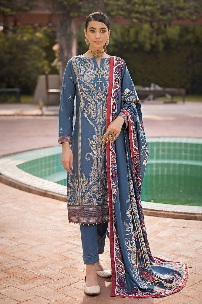 Gul Ahmed 3PC Embroidered Khaddar Unstitched Suit with Digital Printed Pashmina Shawl AP-32036