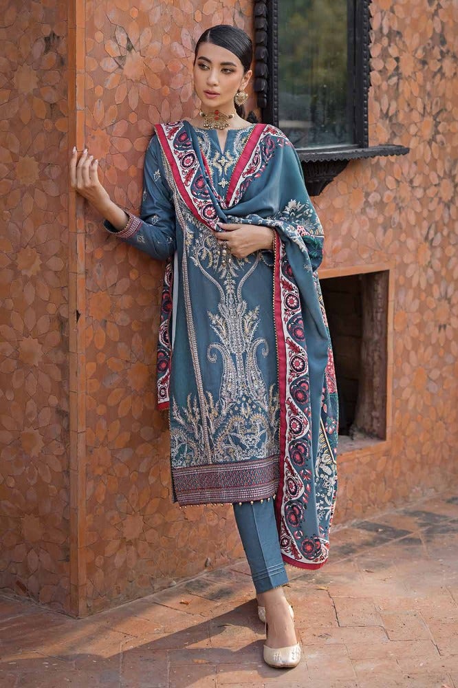 Gul Ahmed 3PC Embroidered Khaddar Unstitched Suit with Digital Printed Pashmina Shawl AP-32036