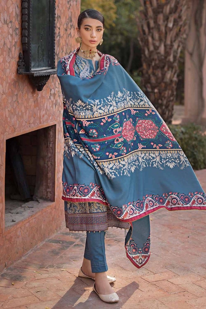 Gul Ahmed 3PC Embroidered Khaddar Unstitched Suit with Digital Printed Pashmina Shawl AP-32036