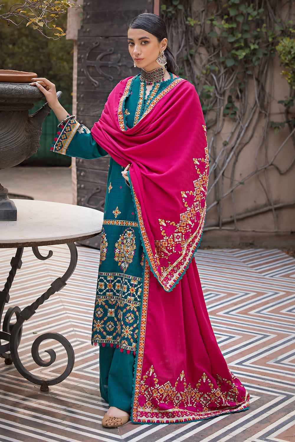 Gul Ahmed 3PC Embroidered Khaddar Unstitched Suit with Embroidered Pashmina Shawl AP-32046