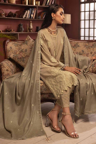 Gul Ahmed 3PC Embroidered Khaddar Unstitched Suit with Embroidered Pashmina Shawl AP-32057