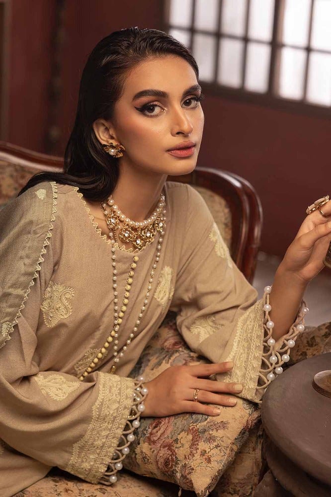 Gul Ahmed 3PC Embroidered Khaddar Unstitched Suit with Embroidered Pashmina Shawl AP-32057