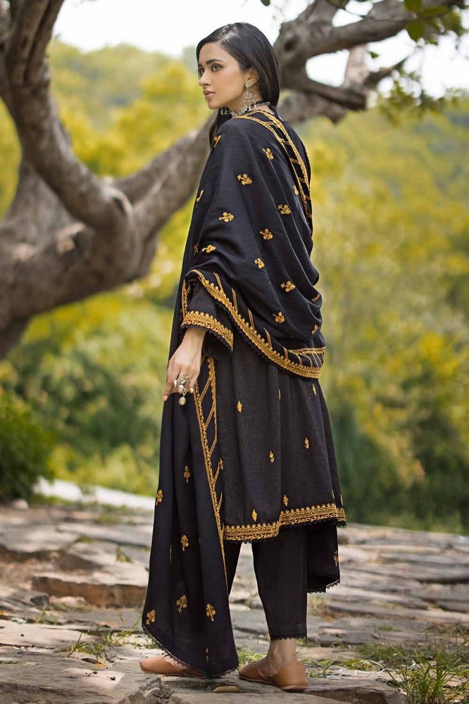 Gul Ahmed 3PC Embroidered Khaddar Unstitched Suit with Embroidered Pashmina Shawl AP-32058