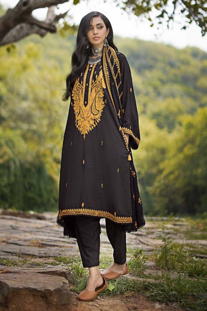 Gul Ahmed 3PC Embroidered Khaddar Unstitched Suit with Embroidered Pashmina Shawl AP-32058