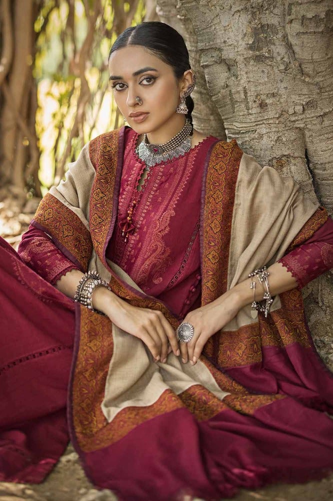 Gul Ahmed 3PC Embroidered Khaddar Unstitched Suit with Pashmina Shawl AP-32083