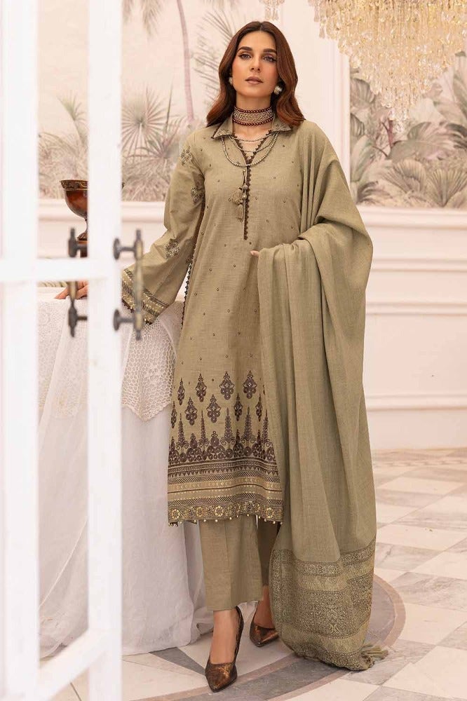 Gul Ahmed 3PC Embroidered Khaddar Unstitched Suit with Pashmina Shawl AP-32090