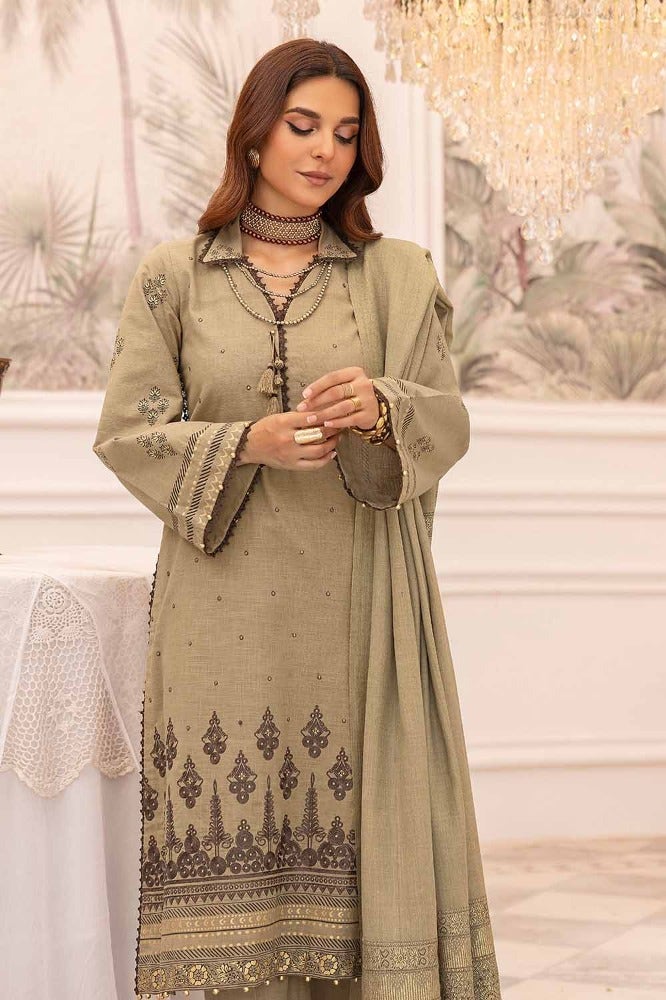 Gul Ahmed 3PC Embroidered Khaddar Unstitched Suit with Pashmina Shawl AP-32090