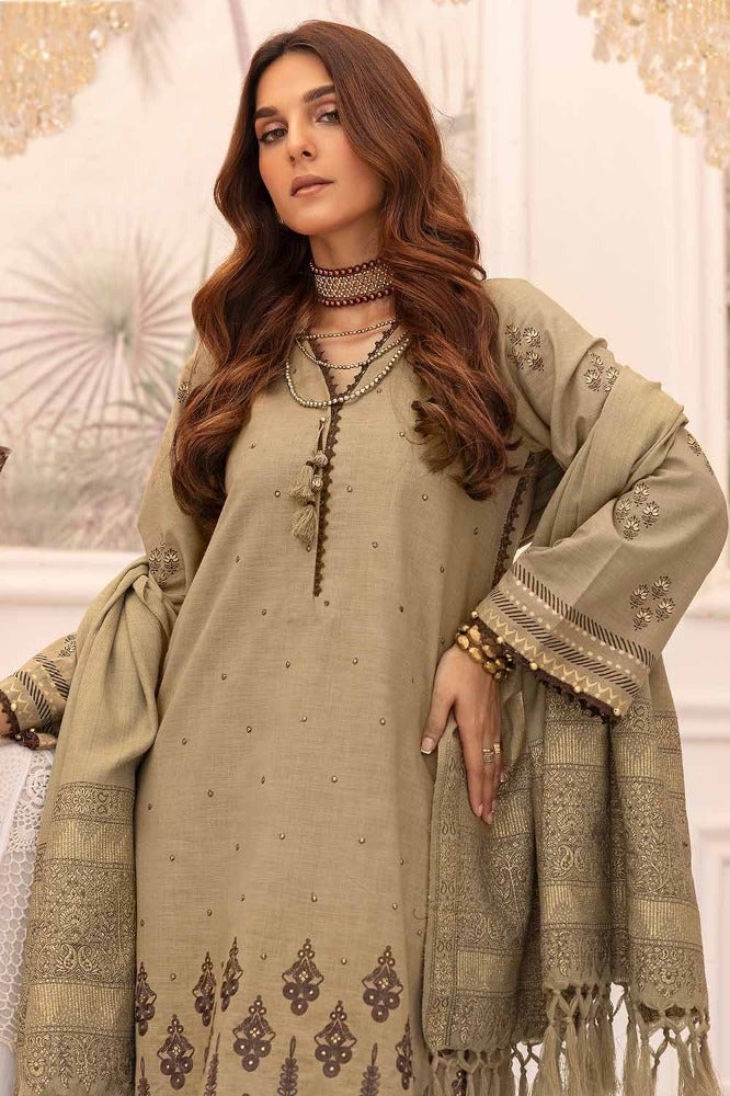 Gul Ahmed 3PC Embroidered Khaddar Unstitched Suit with Pashmina Shawl AP-32090
