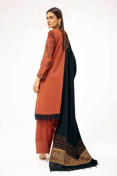 Gul Ahmed 3 Piece Unstitched Embroidered Karandi Suit with Pashmina Suit AP-42001