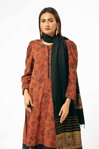 Gul Ahmed 3 Piece Unstitched Embroidered Karandi Suit with Pashmina Suit AP-42001