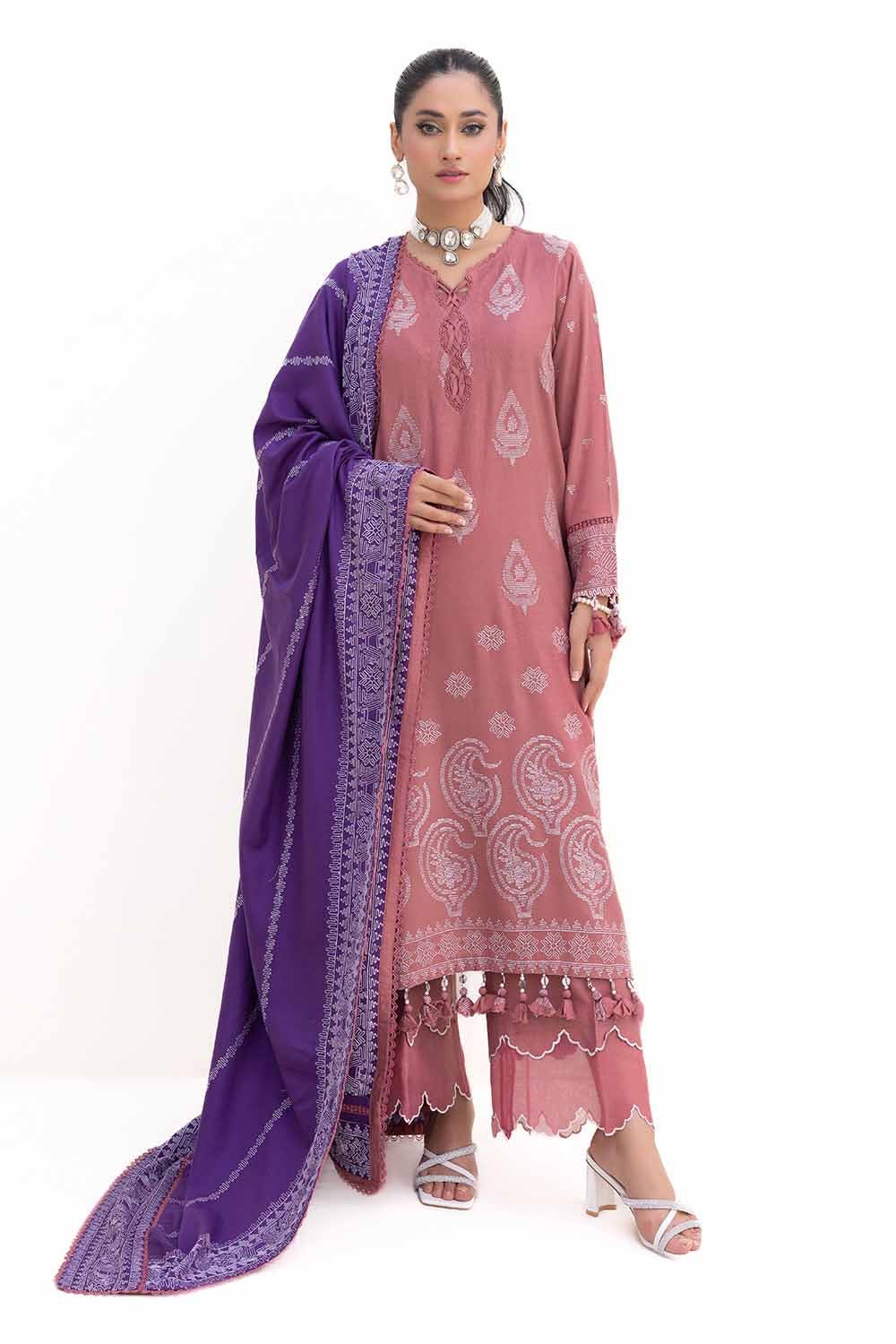 Gul Ahmed 3 Piece Unstitched Embroidered Acrylic Suit with Embroidered Acrylic Dupatta AP-42003