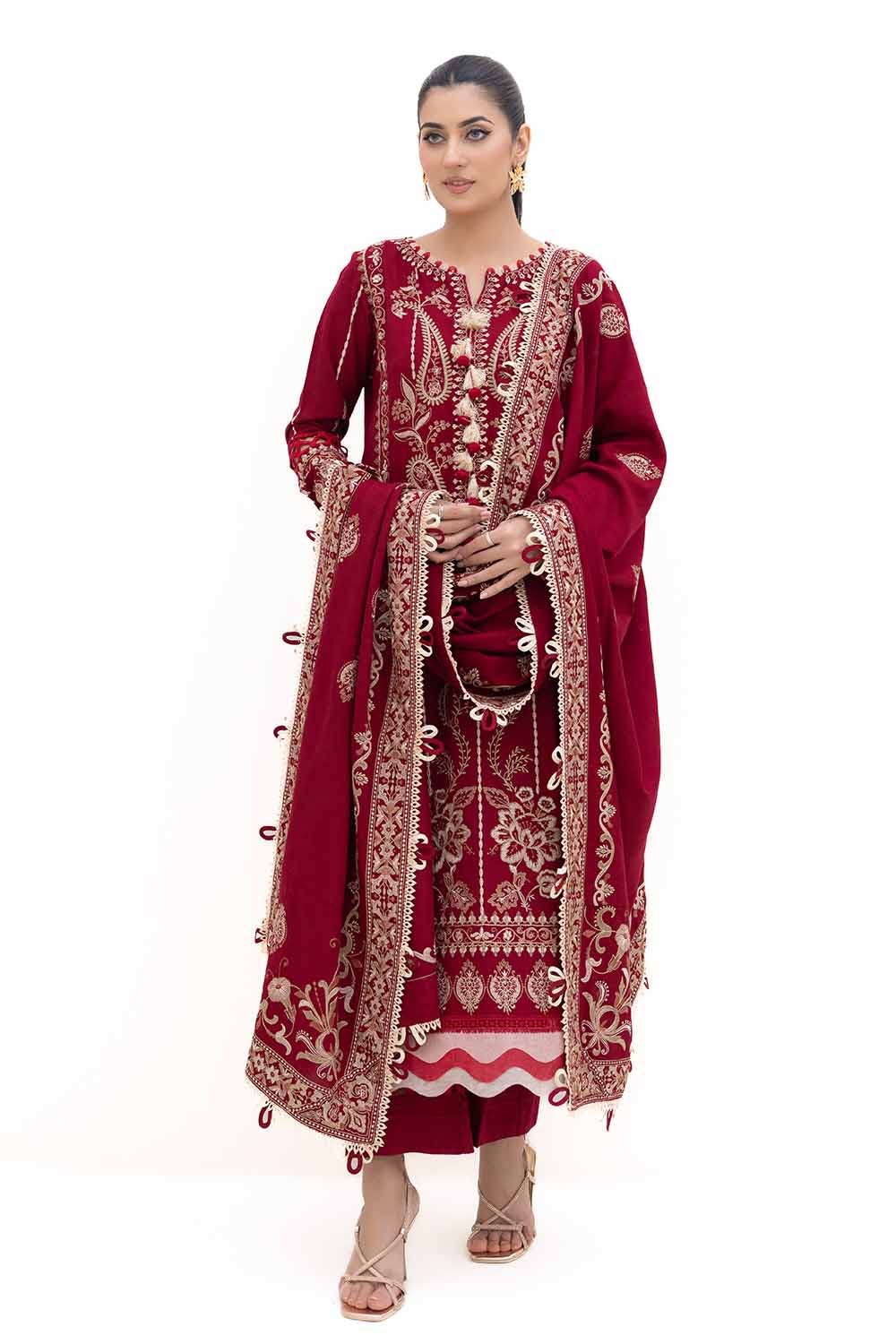 Gul Ahmed 3PC Unstitched Embroidered Acrylic Suit with Embroidered Acrylic Dupatta AP-42009