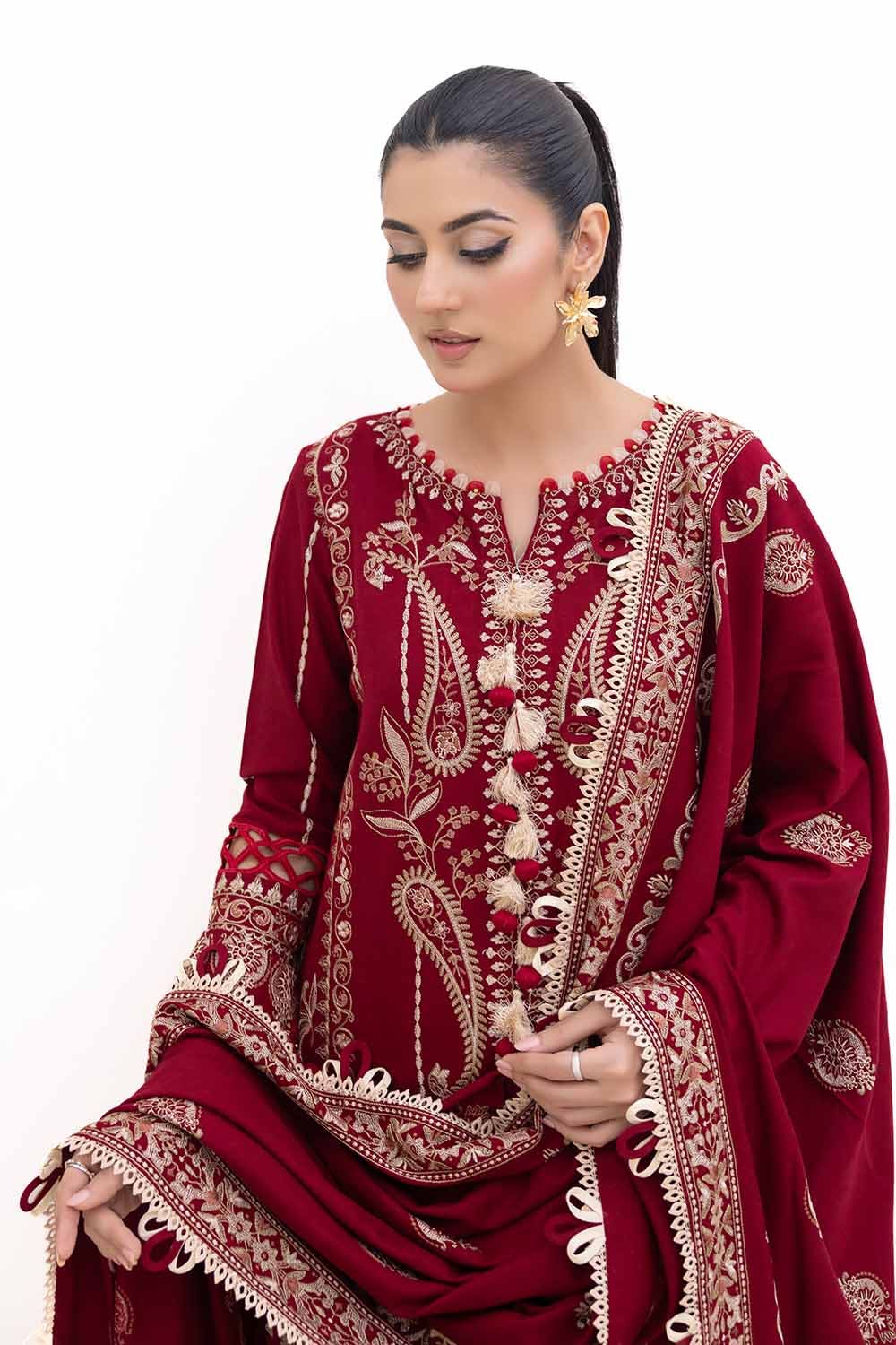 Gul Ahmed 3PC Unstitched Embroidered Acrylic Suit with Embroidered Acrylic Dupatta AP-42009