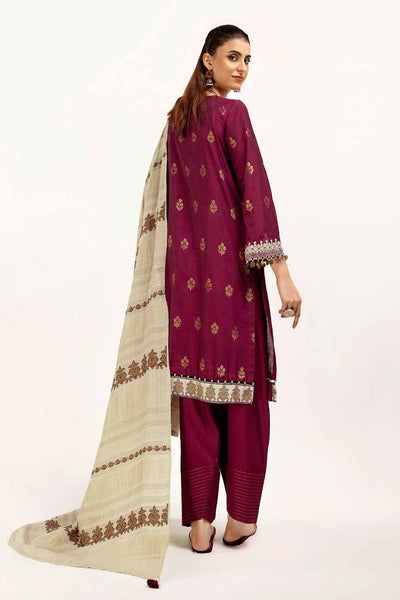 Gul Ahmed 3 Piece Unstitched Embroidered Jacquard Suit with Embroidered Pashmina Dupatta AP-42019