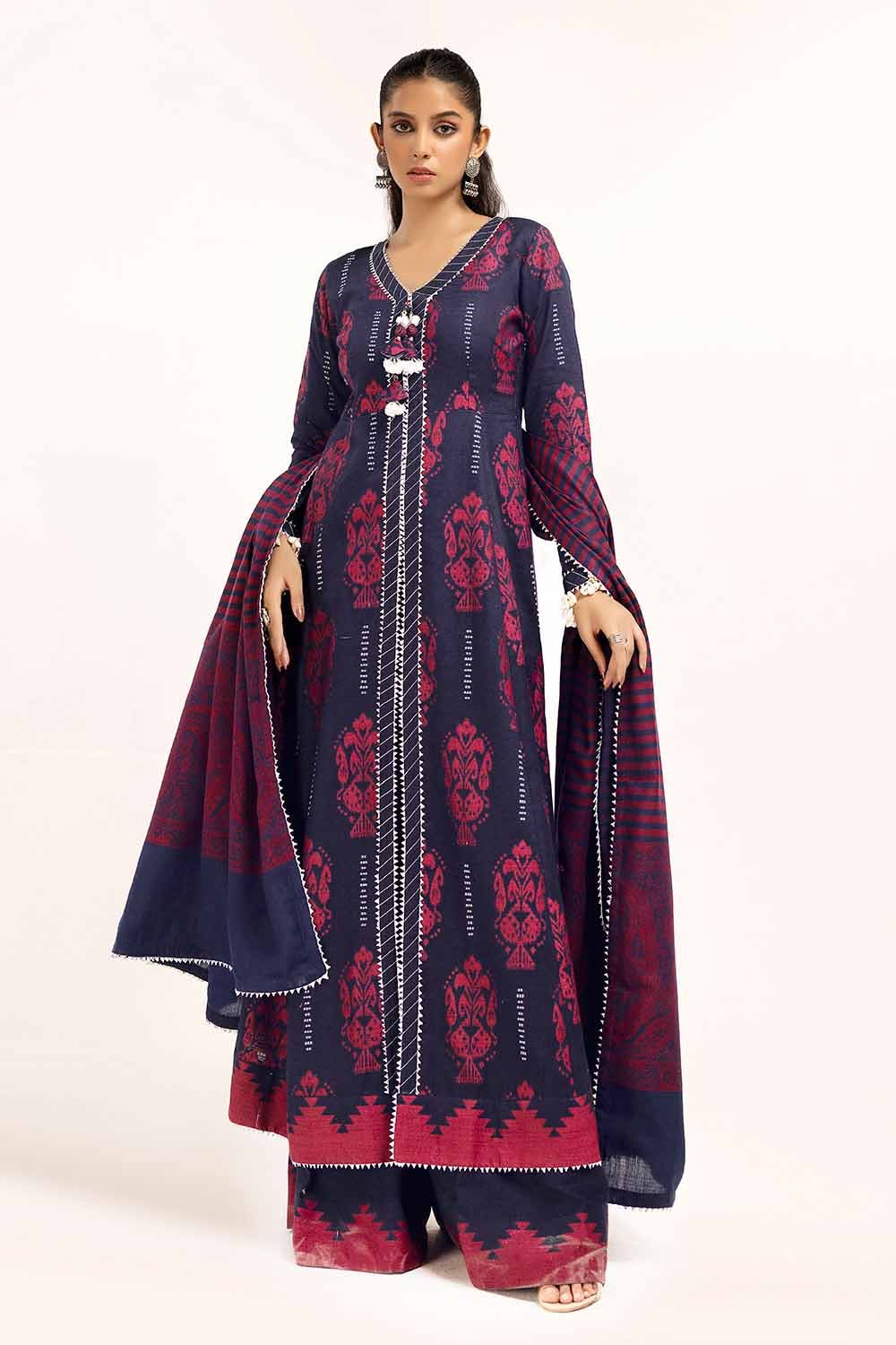 Gul Ahmed 3 Piece Unstitched Jacquard Suit with Pashmina Dupatta AP-42023