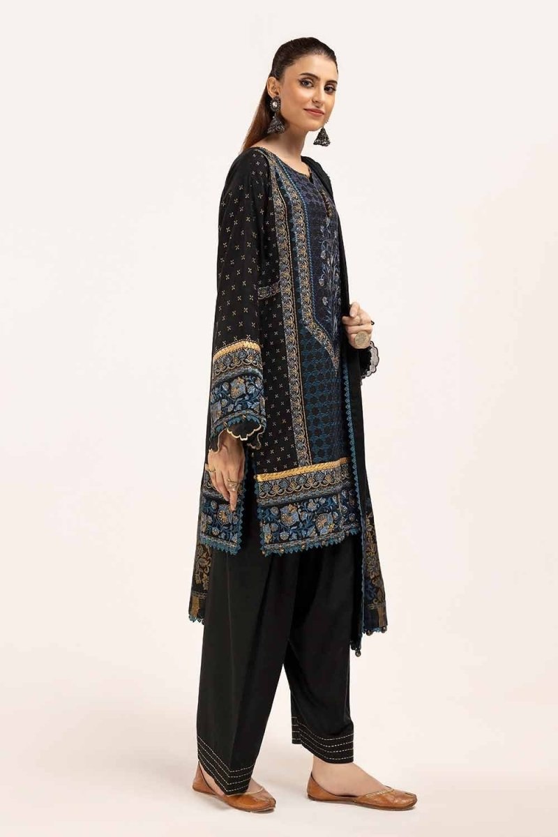 Gul Ahmed 3 Piece Unstitched Embroidered Acrylic Suit with Pashmina Dupatta AP-42024