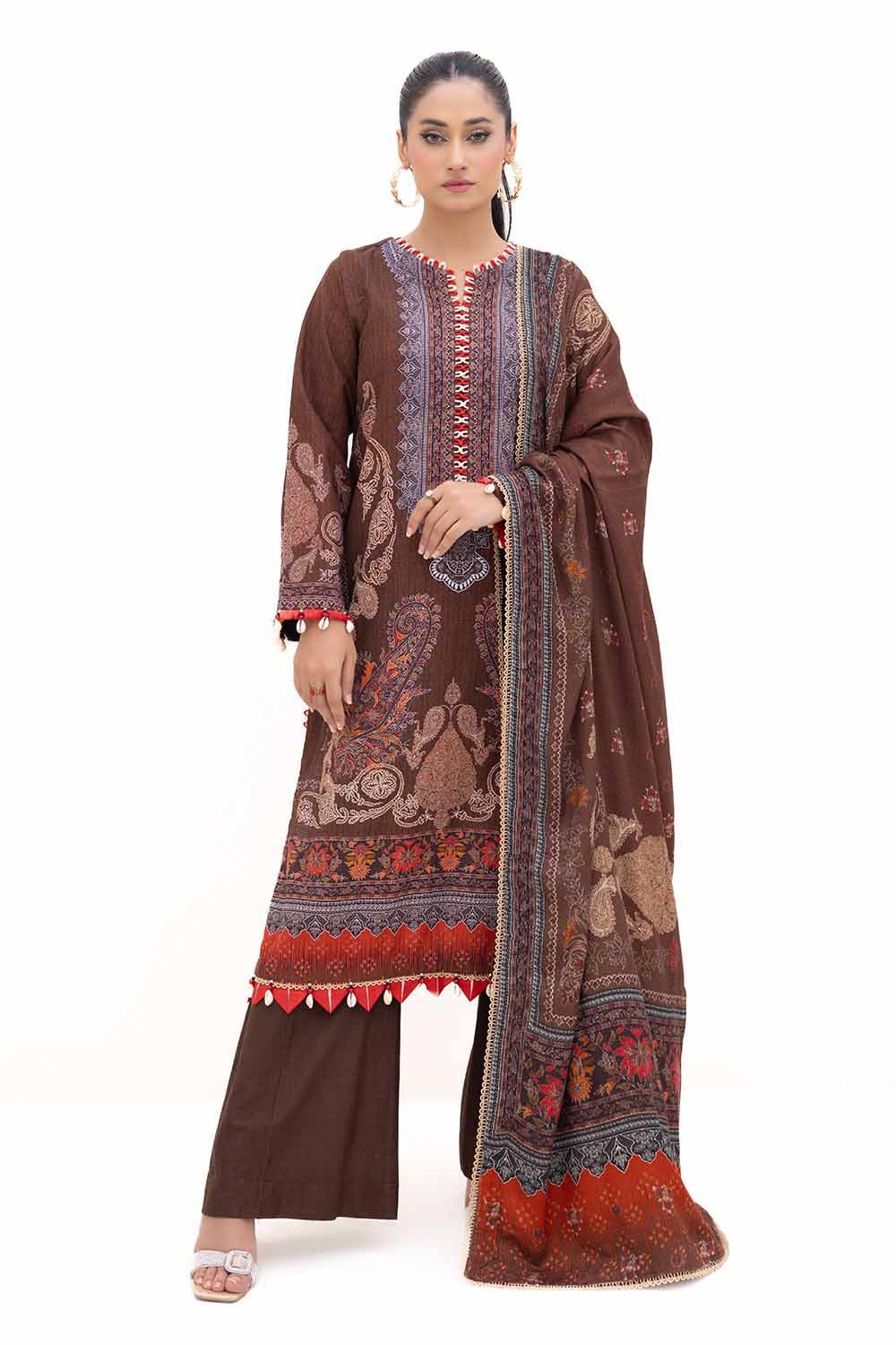 Gul Ahmed 3PC Unstitched Printed Khaddar Suit with Printed Pashmina Dupatta AP-42029