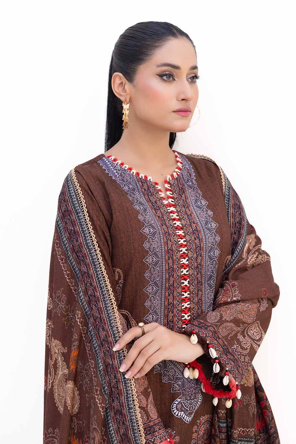 Gul Ahmed 3PC Unstitched Printed Khaddar Suit with Printed Pashmina Dupatta AP-42029