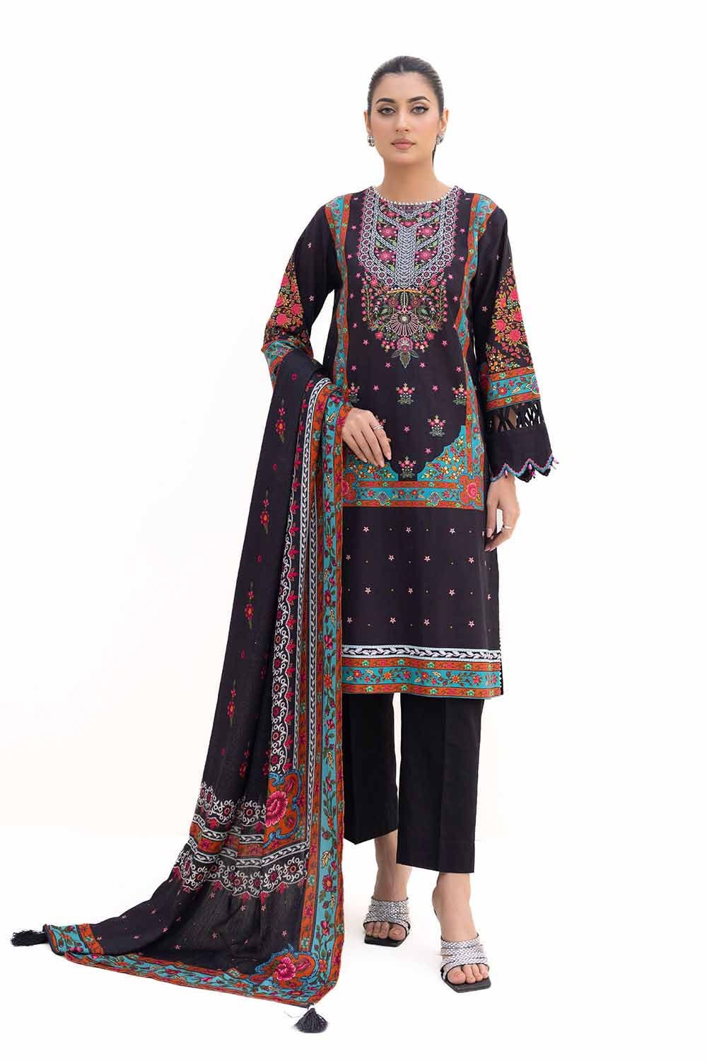 Gul Ahmed 3PC Unstitched Printed Khaddar Suit with Printed Pashmina Dupatta AP-42030