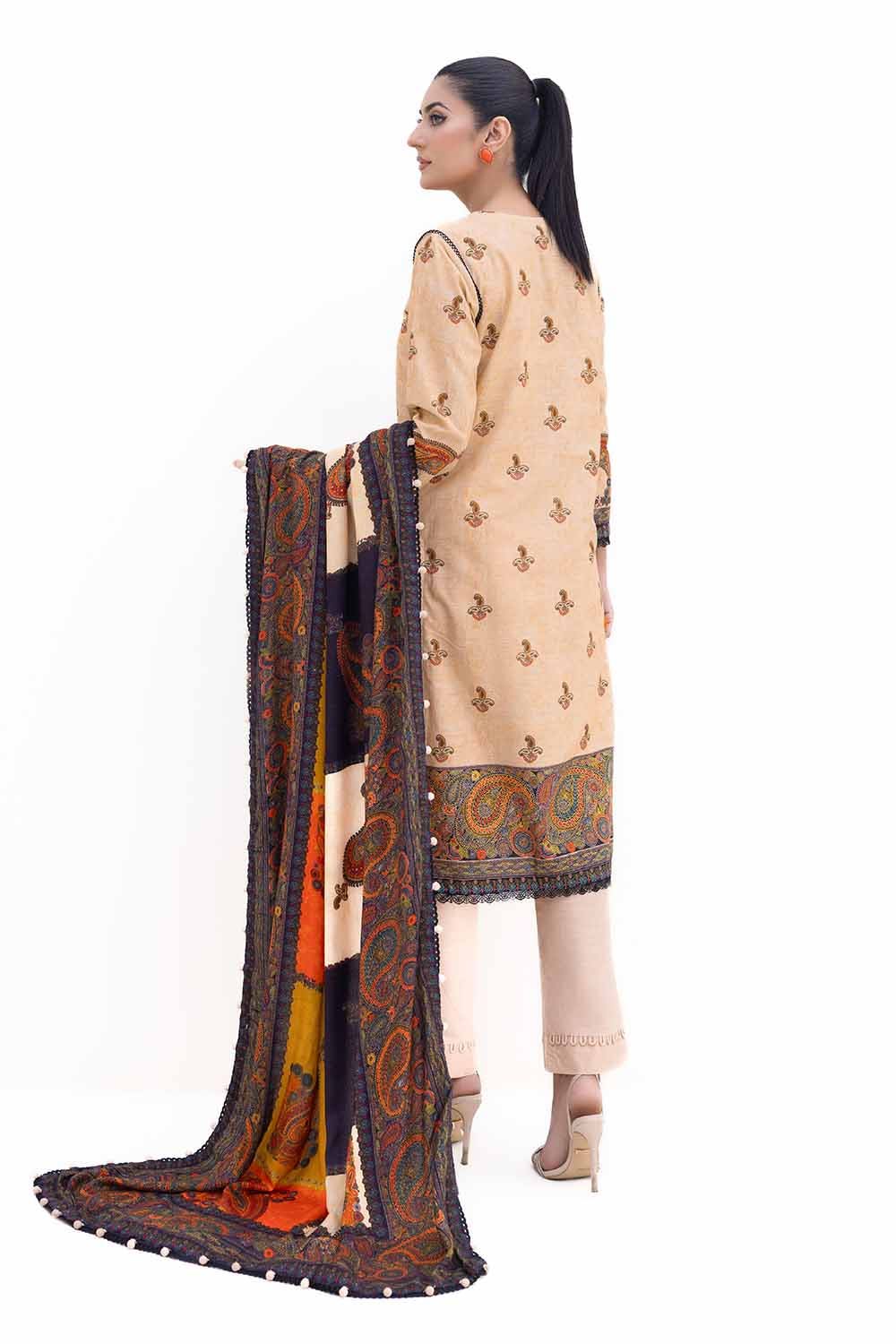 Gul Ahmed 3PC Unstitched Printed Khaddar Suit with Printed Pashmina Dupatta AP-42031