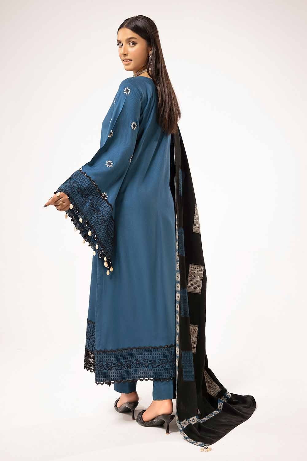 Gul Ahmed 3 Piece Unstitched Embroidered Acrylic Suit with Pashmina Dupatta AP-42033