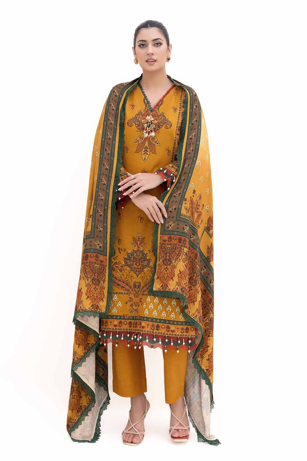 Gul Ahmed 3PC Unstitched Printed Khaddar Suit with Printed Pashmina Dupatta AP-42037