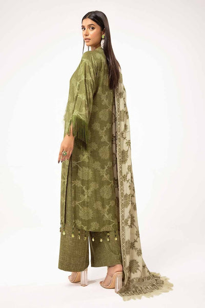 Gul Ahmed 3 Piece Unstitched Printed Linen Suit with Pashmina Dupatta AP-42047