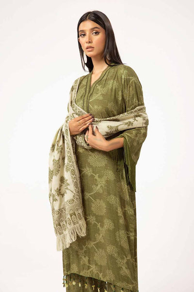 Gul Ahmed 3 Piece Unstitched Printed Linen Suit with Pashmina Dupatta AP-42047